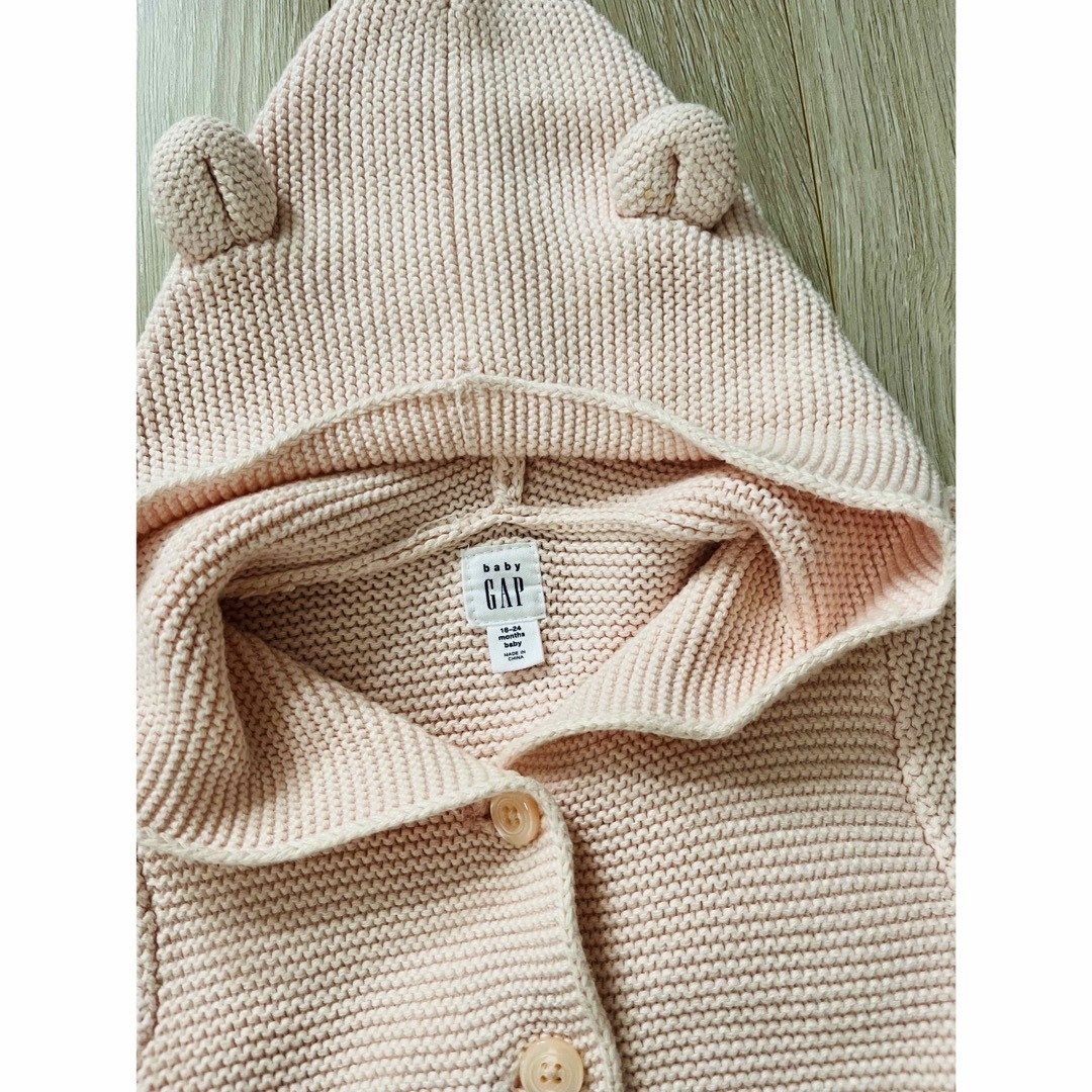 babyGAP(ベビーギャップ)のベビーギャップ  くま耳カーディガン　ピンク キッズ/ベビー/マタニティのキッズ服女の子用(90cm~)(カーディガン)の商品写真