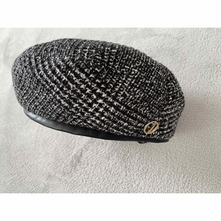 オーバーライド(override)のシャポードオー　ツイード　ベレー帽　ブラック(ハンチング/ベレー帽)