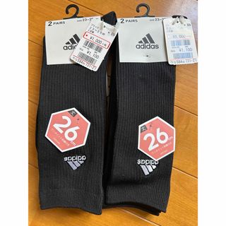 アディダス(adidas)の【新品未使用】adidas ハイソックス靴下2足組×2 23〜25㎝(丈26㎝)(ソックス)