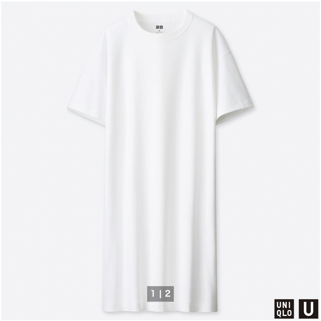 UNIQLO(ユニクロ)のユニクロ　クルーネックTワンピース　ホワイト レディースのワンピース(ひざ丈ワンピース)の商品写真