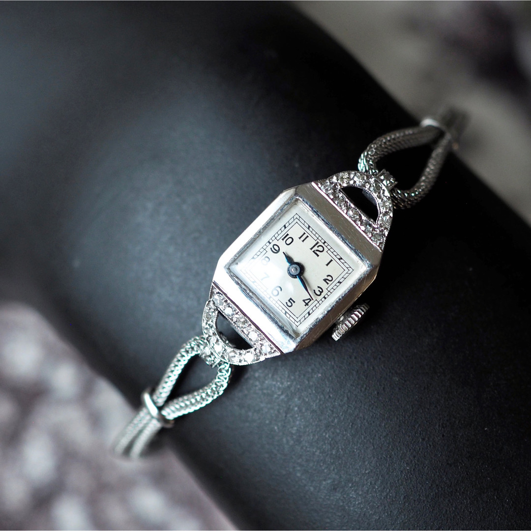 OMEGA(オメガ)のOH済・美品✨英国製 プラチナ ダイヤモンド アールデコ時計✨オメガ ロレックス レディースのファッション小物(腕時計)の商品写真
