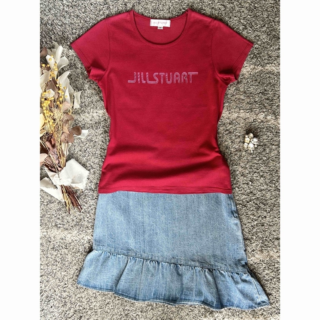 JILLSTUART(ジルスチュアート)のJILL STUARTジルスチュアート　斜め裾フリル　デニムスカート（M） レディースのスカート(ミニスカート)の商品写真