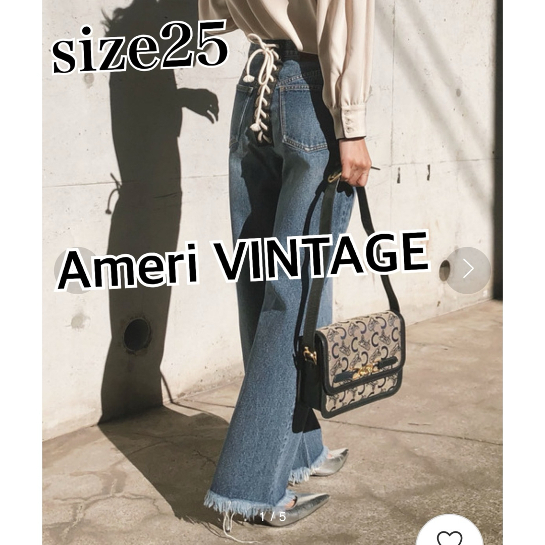 Ameri VINTAGE(アメリヴィンテージ)のAmeriアメリヴィンテージ　レースアップデニムパンツ25M★ブルー レディースのパンツ(デニム/ジーンズ)の商品写真