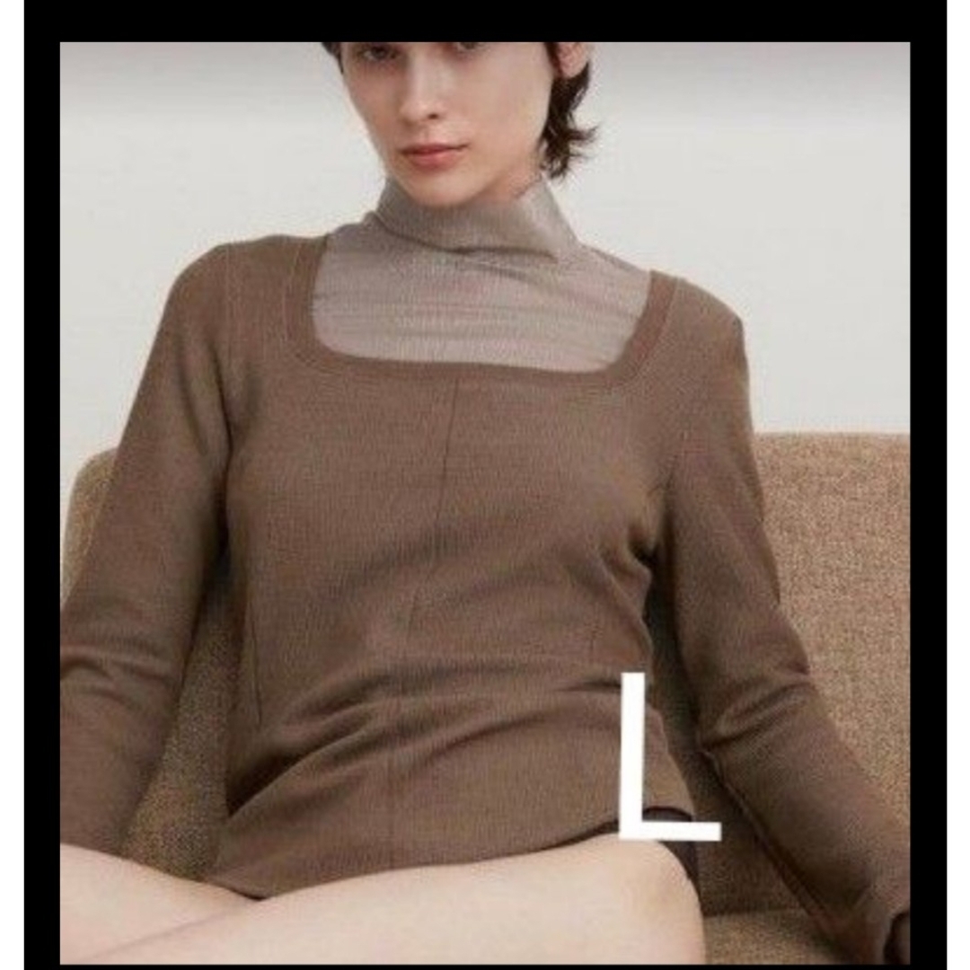 UNIQLO(ユニクロ)のヒートテックウールブレンドワッフルスクエアネック　L レディースのトップス(Tシャツ(長袖/七分))の商品写真