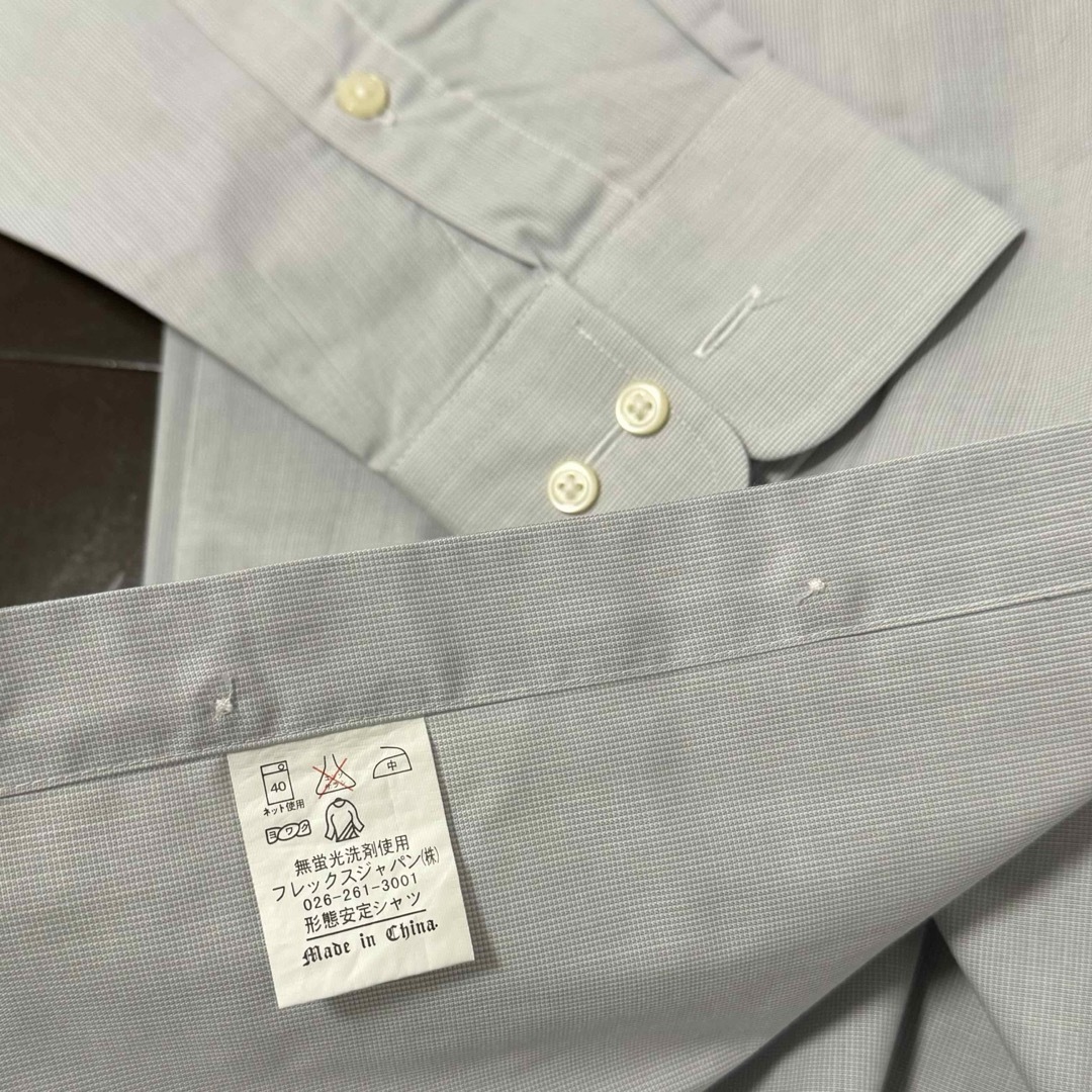 青山(アオヤマ)の【美品】SHAPORD 形態安定  長袖シャツ 38-82 M ブルー格子 メンズのトップス(シャツ)の商品写真