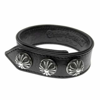 クロムハーツ(Chrome Hearts)のクロムハーツ CHROME HEARTS ■ 【 3BTN 2SNP 】 3ボタン 2スナップ クロス レザー ブレスレット　s2690(ブレスレット)