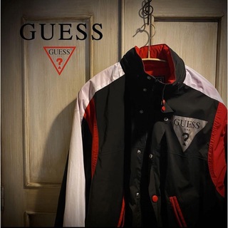 GUESS - GUESS ウィンドブレーカー ナイロンジャケット red×black