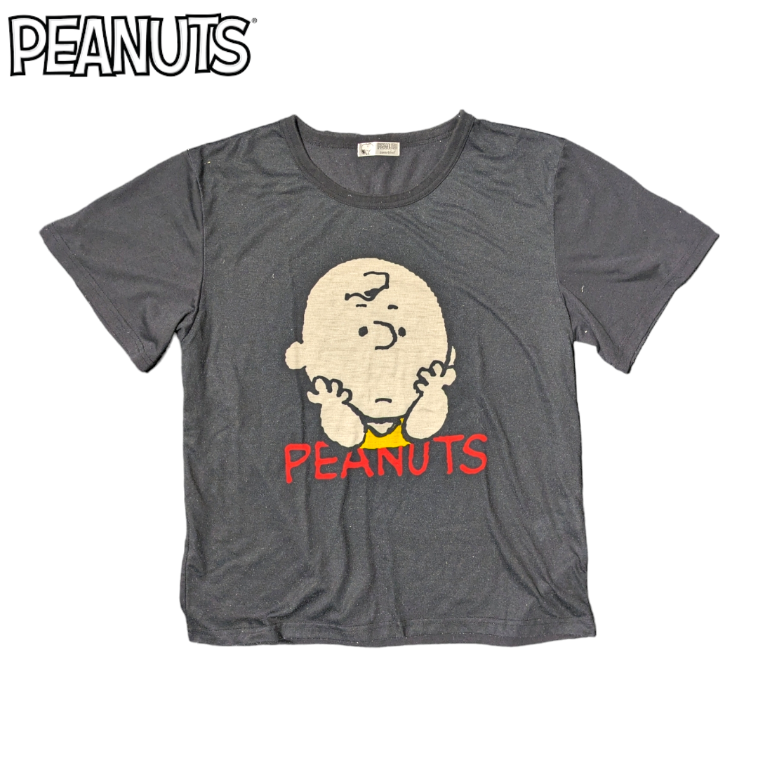 PEANUTS(ピーナッツ)のy2k PEANUTS ブラック チャーリーブラウン 半袖Tシャツ レディースのトップス(Tシャツ(半袖/袖なし))の商品写真