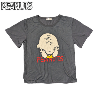 ピーナッツ(PEANUTS)のy2k PEANUTS ブラック チャーリーブラウン 半袖Tシャツ(Tシャツ(半袖/袖なし))