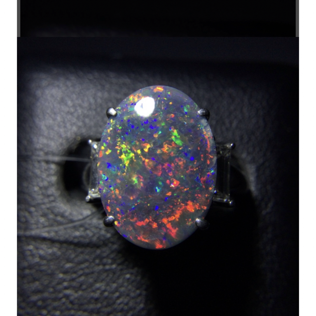 ブラックオパール　リング　PT900 ダイヤモンド レディースのアクセサリー(リング(指輪))の商品写真