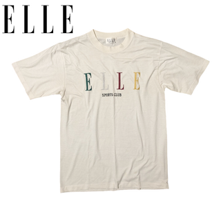 エル(ELLE)のELLE ホワイト 刺繍 ロゴ 半袖Tシャツ(Tシャツ/カットソー(半袖/袖なし))