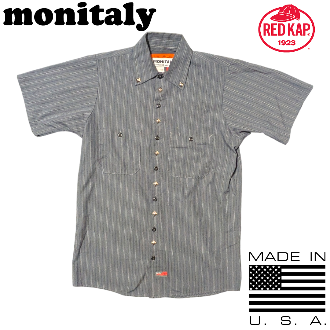 MONITALY(モニタリー)のMONITALY X RED KAP グレー ストライプ 半袖シャツ メンズのトップス(シャツ)の商品写真