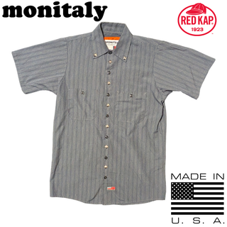 モニタリー(MONITALY)のMONITALY X RED KAP グレー ストライプ 半袖シャツ(シャツ)