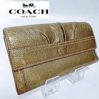 コーチ(COACH)のコーチ　COACH　長財布　三つ折り　ブラック　本革　ゴールド　財運(財布)