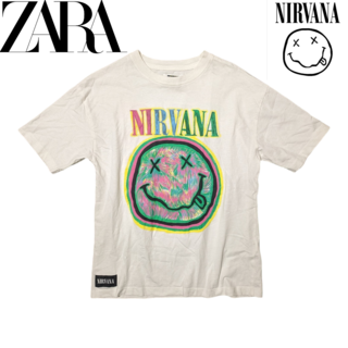 ザラ(ZARA)のZARA X NIRVANA ホワイト 両面プリント 半袖Tシャツ(Tシャツ(半袖/袖なし))