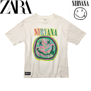 ザラ(ZARA)のZARA X NIRVANA ホワイト 両面プリント 半袖Tシャツ(Tシャツ(半袖/袖なし))