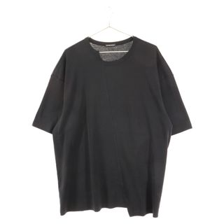 アンドゥムルメステール(Ann Demeulemeester)のANN DEMEULEMEESTER アンドゥムルメステール アシンメトリー シルバーロゴプレート 半袖Tシャツ ブラック(Tシャツ/カットソー(半袖/袖なし))