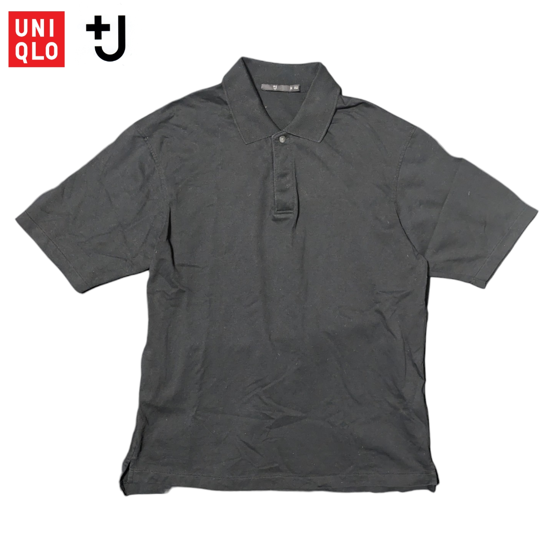 UNIQLO(ユニクロ)のUNIQLO +j ブラック リラックスフィット ポロシャツ メンズのトップス(ポロシャツ)の商品写真