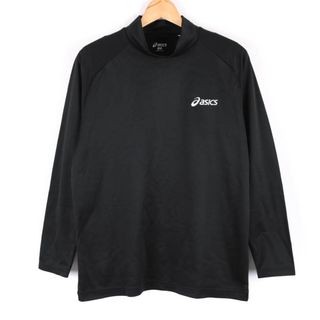 アシックス(asics)のアシックス 長袖Tシャツ ハイネック ワンポイントロゴ スポーツウエア メンズ Mサイズ ブラック asics(Tシャツ/カットソー(七分/長袖))