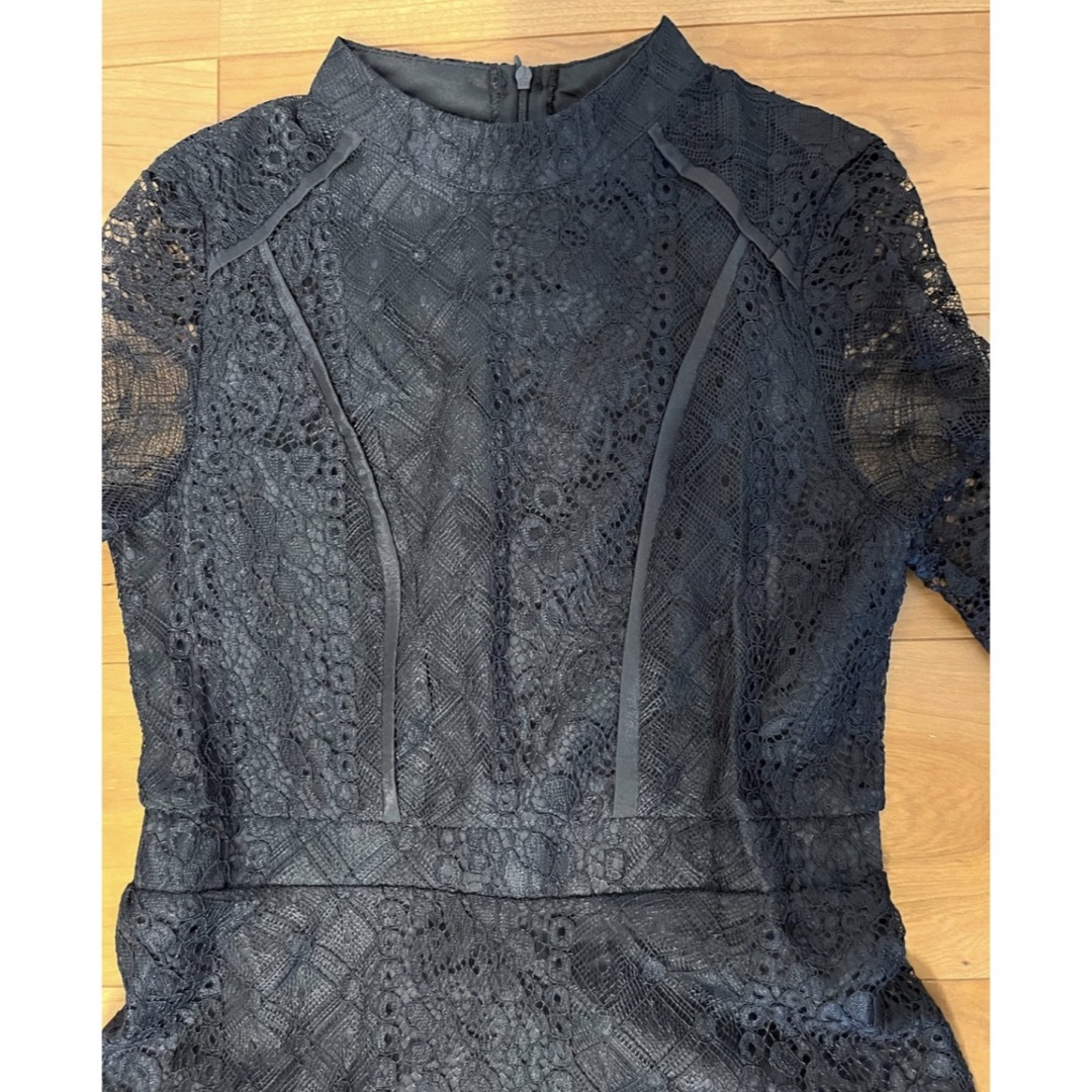 レディース シースルー ドレス　ワンピース　レース　ブラック　XL 結婚式　刺繍 レディースのワンピース(ひざ丈ワンピース)の商品写真