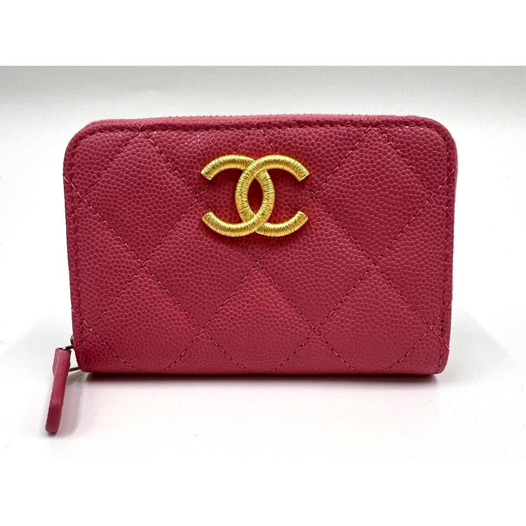 CHANEL - CHANEL シャネル グレインドカーフスキン ジップ コインパース ファスナー小銭入れ 財布 ピンク キャビアスキン ランダム AP3521 超美品