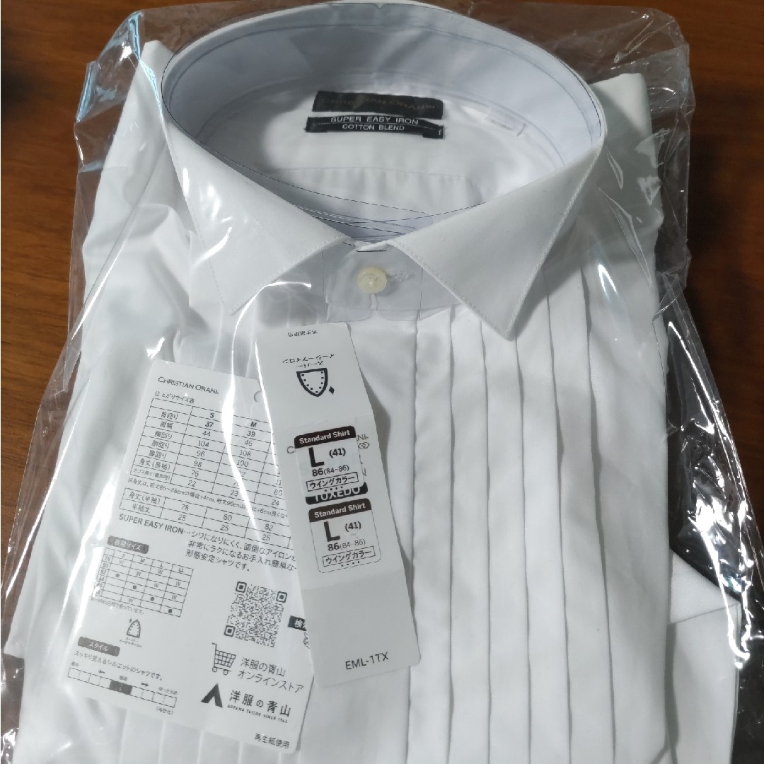 青山(アオヤマ)の新郎 タキシードセット カラーシャツ サスペンダー 手袋 メンズのトップス(シャツ)の商品写真