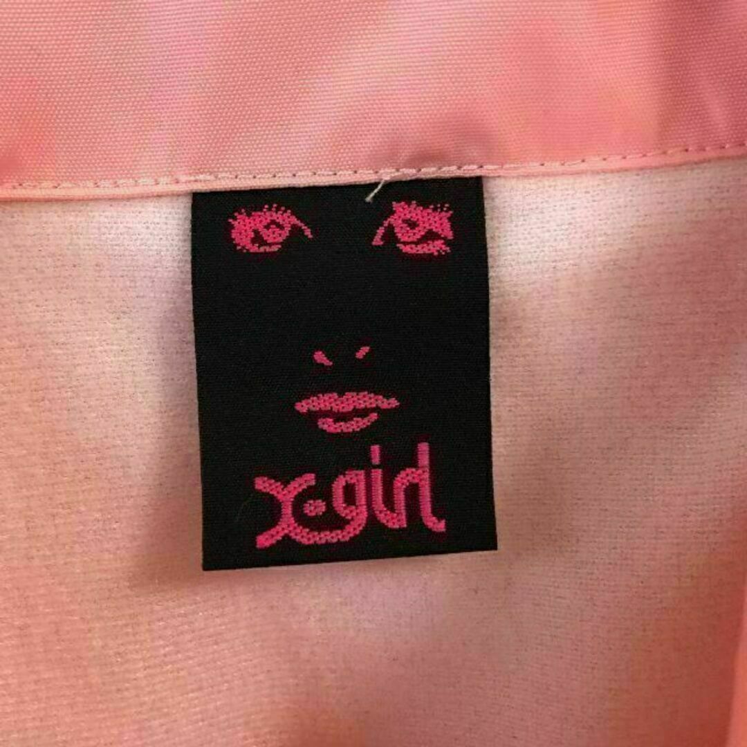X-girl(エックスガール)の【美品】X-girl ナイロンジャケット サイズ1　 ピンク ビックロゴ レディースのジャケット/アウター(ナイロンジャケット)の商品写真