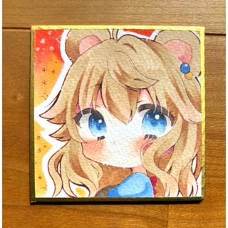 原画 手描きイラスト 創作 女の子 豆色紙 クマミミ(アート/写真)