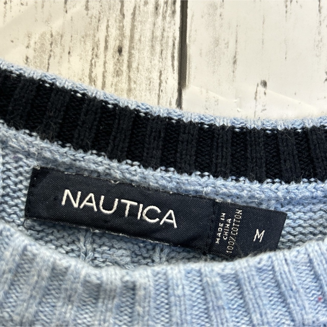 NAUTICA(ノーティカ)のNAUTICA ノーティカ　ニット　セーター　メンズ　ケーブルニット　M 春　秋 メンズのトップス(ニット/セーター)の商品写真