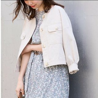 ナチュラルクチュール(natural couture)のnatural couture　綿麻ライトショートブルゾン アウター ジャケット(ブルゾン)