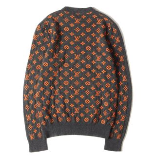 ルイヴィトン(LOUIS VUITTON)の美品 LOUIS VUITTON ルイヴィトン ニット サイズ:N 19AW ハーフアンドハーフ モノグラム カシミヤ クルーネック ニットセーター HALF AND HALF MONOGRAM HGN41WIXW トップス プルオーバー グレー オレンジ イタリア製【メンズ】【中古】(ニット/セーター)