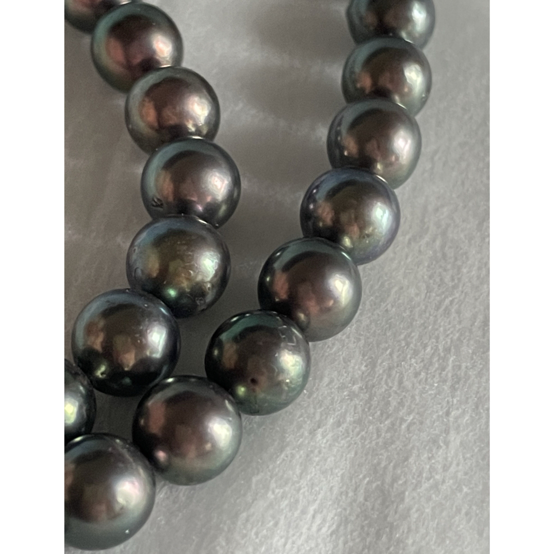 南洋黒真珠ネックレス　BIG 9.2㎜　ピーコックcolor  ⚫︎タヒチ　 レディースのアクセサリー(ネックレス)の商品写真