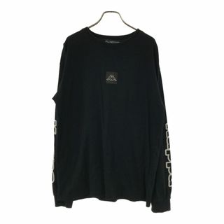 カッパ(Kappa)のカッパ ロゴプリント 長袖 Tシャツ L ブラック Kappa 袖口リブ メンズ 古着 【240303】(Tシャツ/カットソー(七分/長袖))