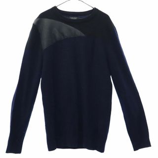 ザラ(ZARA)のザラマン 切替 長袖 セーター M ネイビー ZARA MAN ニット メンズ 古着 【240303】(ニット/セーター)