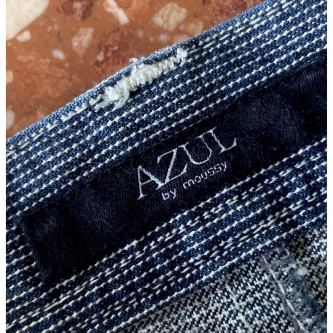 AZUL by moussy(アズールバイマウジー)のAZUL アズール　裾フリンジ デニムラップスカート（S） レディースのスカート(ミニスカート)の商品写真