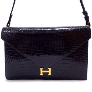 エルメス(Hermes)の【★レア商品★】HERMES エルメス 『リディ/ショルダーバッグ』　ブラック/クロコポロサス/ゴールド金具/ハンドバッグ/クラッチバッグ/ノワール/鰐/ワニ/ワニ革/鰐革/ヴィンテージLydie/Noir/Crocodile Porosus　36642k0224　＠(ショルダーバッグ)