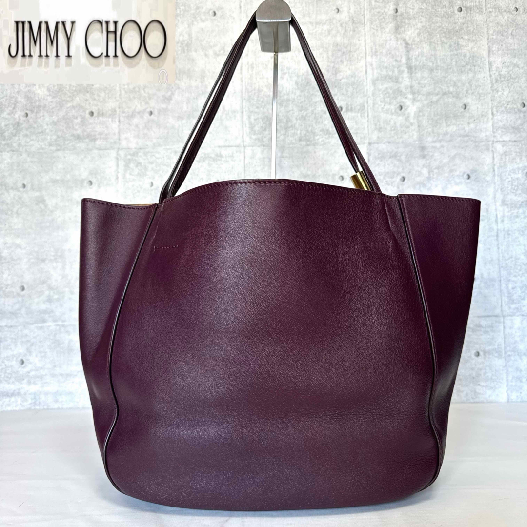 JIMMY CHOO(ジミーチュウ)の【良品】JIMMY CHOO STEVIE パープル レザー A4 トートバッグ レディースのバッグ(トートバッグ)の商品写真