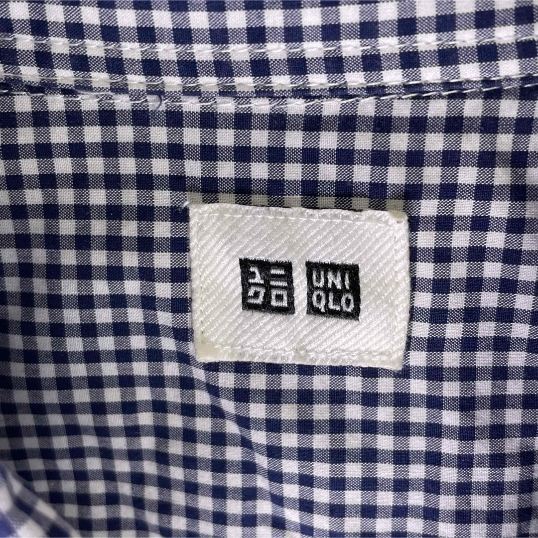 UNIQLO(ユニクロ)のユニクロ　ギンガムチェック　長袖ボタンダウンシャツ　ブルー　Mサイズ メンズのトップス(シャツ)の商品写真