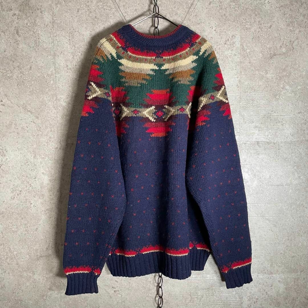 WOOLRICH(ウールリッチ)の90sヴィンテージ Woolrich ネイティブ柄 ハンドニットセーター 手編み メンズのトップス(ニット/セーター)の商品写真