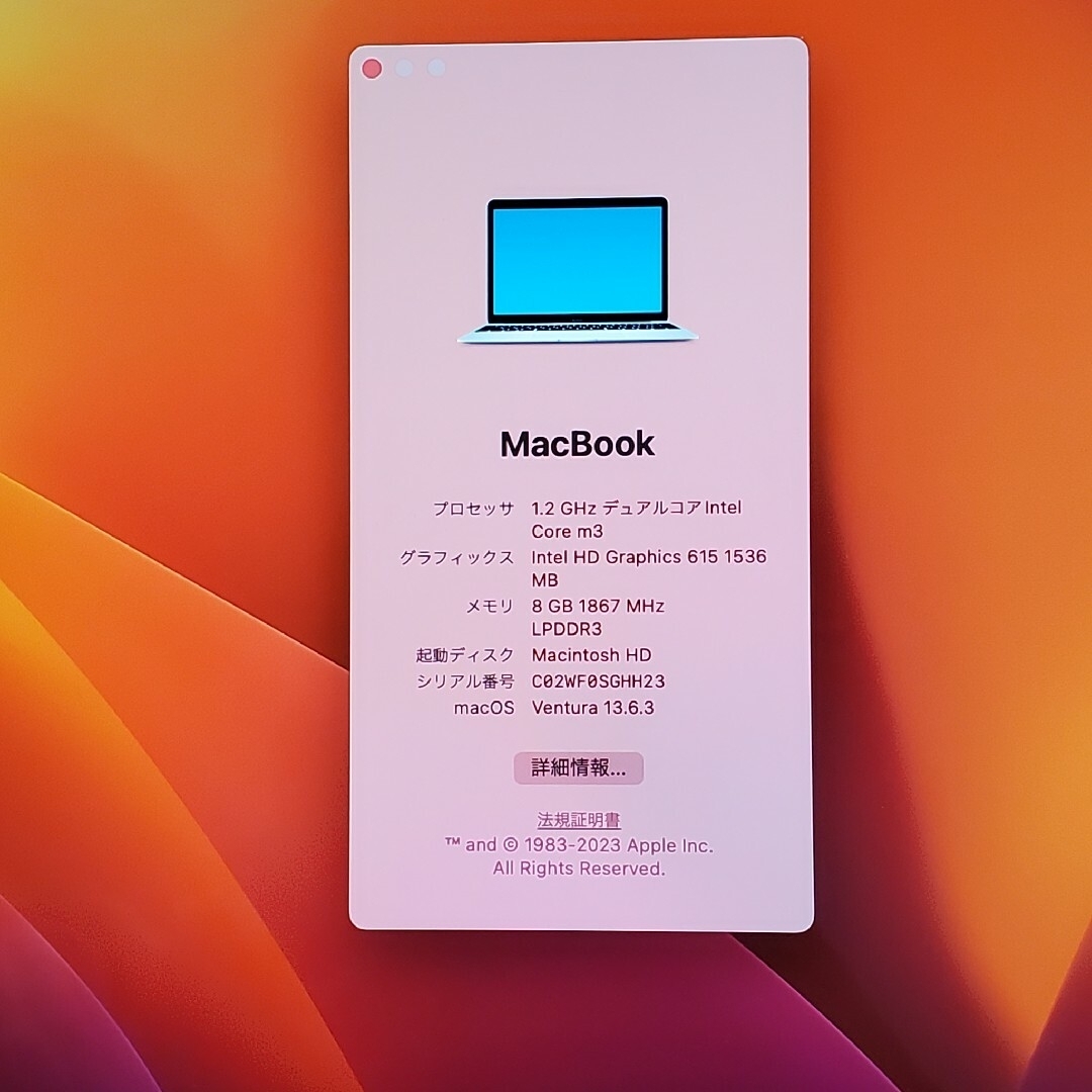 Apple(アップル)の希少 MacBook 12インチ 2017 Core m3 8GB 256GB スマホ/家電/カメラのPC/タブレット(ノートPC)の商品写真