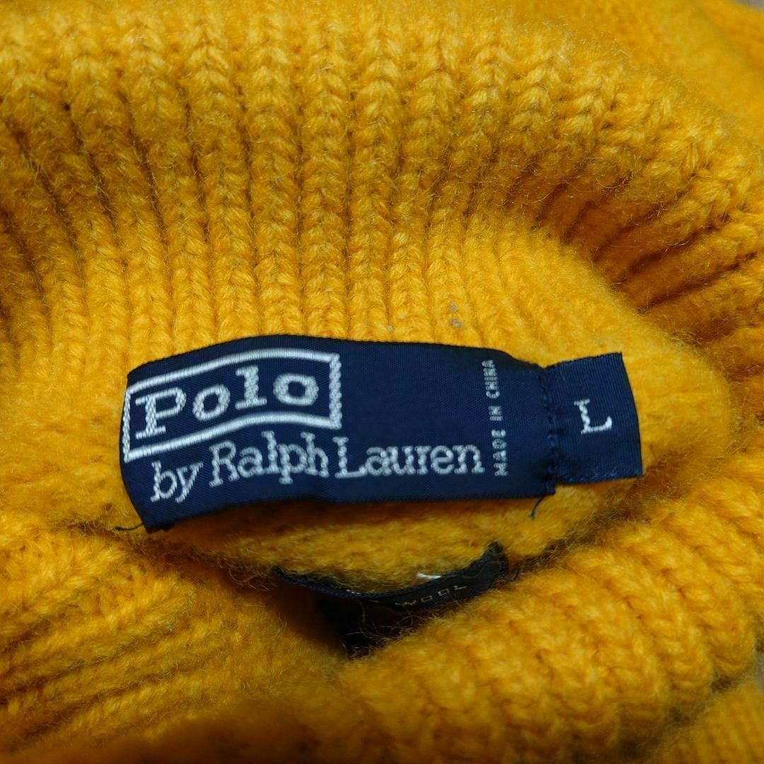 POLO RALPH LAUREN(ポロラルフローレン)の90sポロラルフローレン　ビッグロゴ刺繍ワッペン　ハイネックニットセーター　古着 メンズのトップス(ニット/セーター)の商品写真