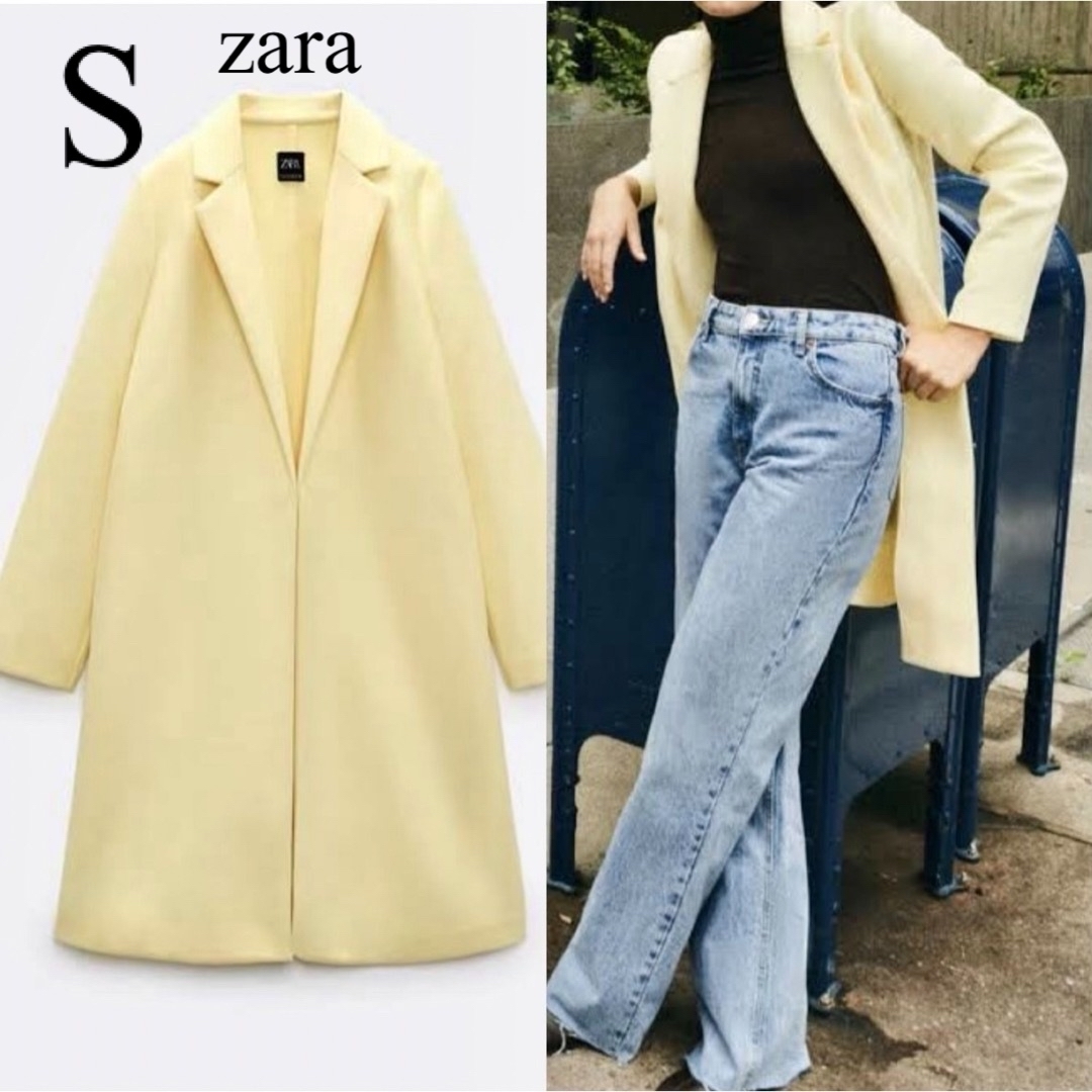 ZARA(ザラ)の本日までの値下げ❗️Zara コート ノーボタン ジャケット 黄色 レディースのジャケット/アウター(ロングコート)の商品写真