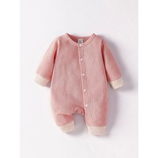 シーイン(SHEIN)の【新品】 新生児 ベビー ボタンフロント ジャンプスーツ 子供服 前開き キッズ(ロンパース)