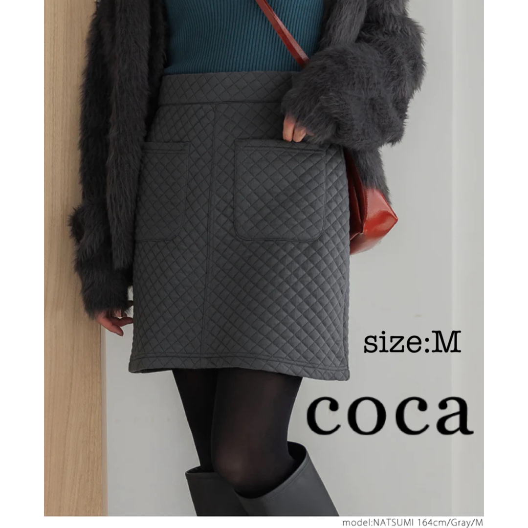 coca(コカ)のcoca キルティングミニスカート Mサイズ グレー レディースのスカート(ミニスカート)の商品写真