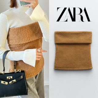 ザラ(ZARA)の16 ZARA テクスチャー ストラップレストップス L(ベアトップ/チューブトップ)