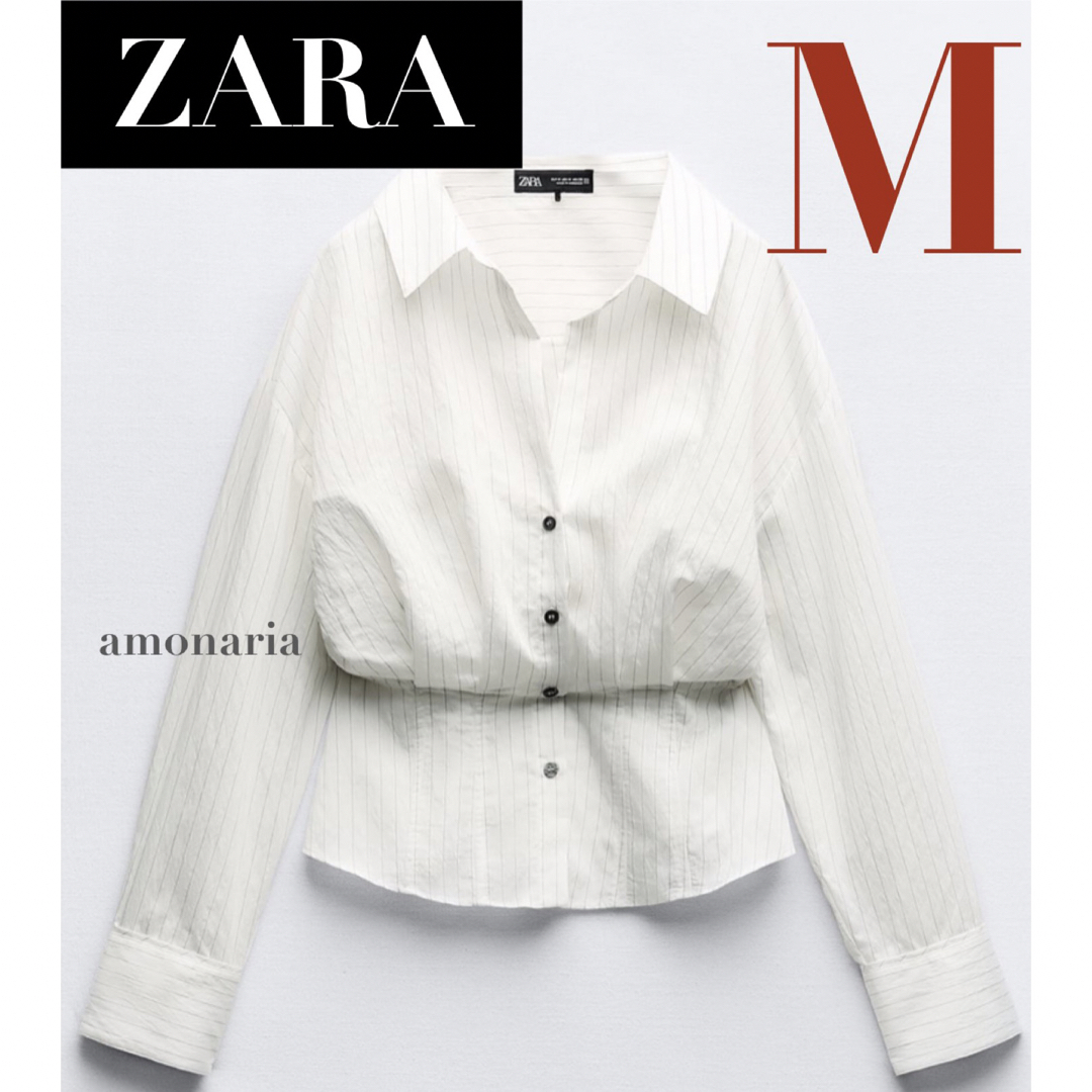 ZARA(ザラ)の【新品】ZARA ストライプフィットシャツ　シャツブラウス　ブラウス　シャツ レディースのトップス(シャツ/ブラウス(長袖/七分))の商品写真