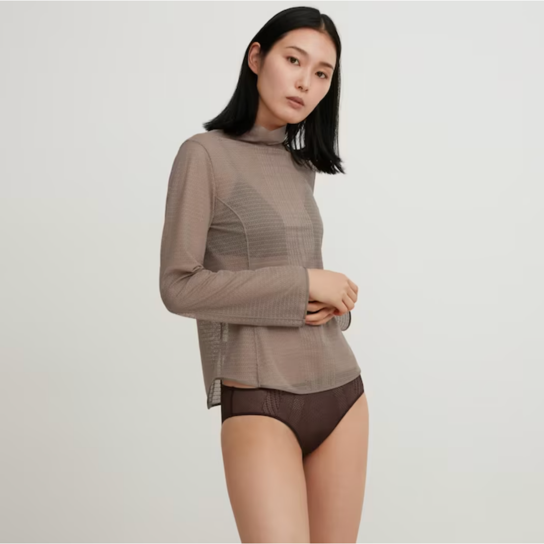 UNIQLO(ユニクロ)の１　メッシュショーツ M　焦茶 ダークブラウン　ユニクロ　マメクロゴウチ レース レディースの下着/アンダーウェア(ショーツ)の商品写真