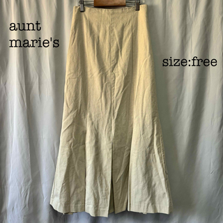 アントマリーズ(Aunt Marie's)のaunt marie’s リネンブレンドプリーツスカート フリーサイズ IV(ロングスカート)