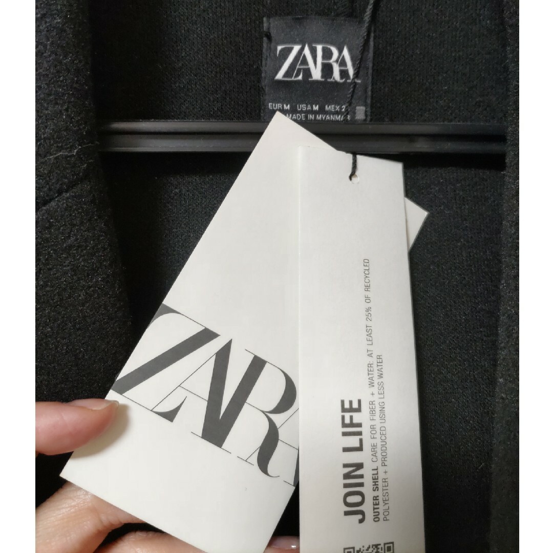 ZARA(ザラ)のZARA トレンチコート フェルト ブラック M レディースのジャケット/アウター(トレンチコート)の商品写真