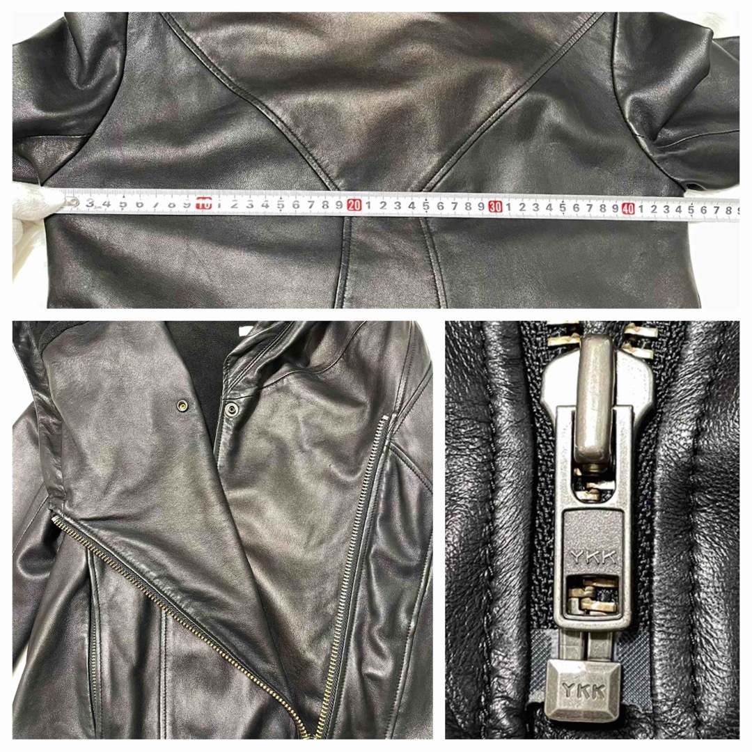 HELMUT LANG(ヘルムートラング)の本物 ヘルムートラング フード ジップアップ レザー ライダース ジャケット 黒 レディースのジャケット/アウター(ライダースジャケット)の商品写真